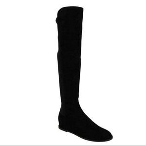 NEW Stuart Weitzman Mainline Black Suede OTK Boots w/Hidden Wedge US 10